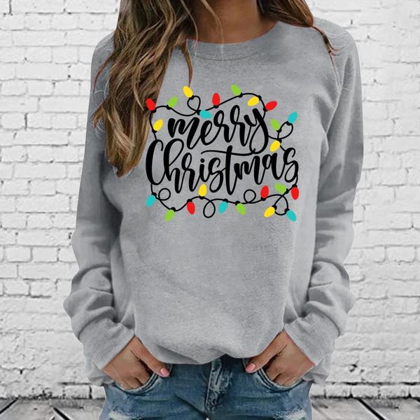 

women's hoodies & sweatshirts ishowtienda gray women clothes fashion merry christmas printed ladies sweatshirt casual long sleeve autum, Black