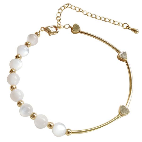 

charm bracelets simple and creative asymmetric transparent bead bracelet aesthetic minority design temperament girlfriend, Golden;silver