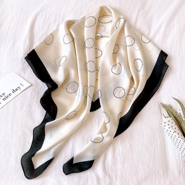 

scarves 90cm square scarf women dot print hijab headband female foulard neck shawl and wraps bandana soft neckerchief, Blue;gray