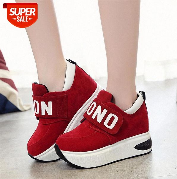 

canvas velcro high-sneakers women's sponge cake thick-soled suede #ne4m