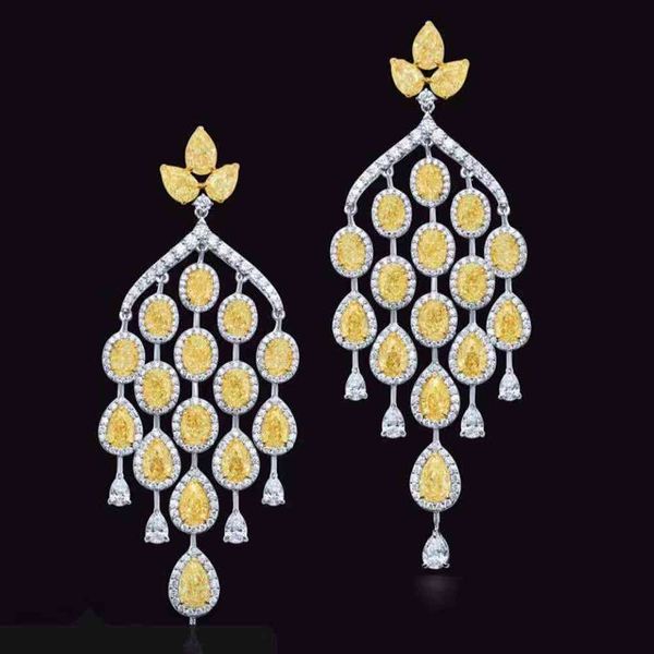

godki famous brand yellow cz maxi big statement earrings women wedding party bohemia pendientes mujer moda 2021, Silver