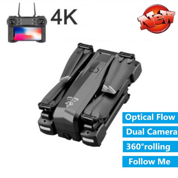 

new 4k wifi fpv rc drone with 4k hd dual camera optical flow follow me headless mode rc helicopter 18mins play toys gifts
