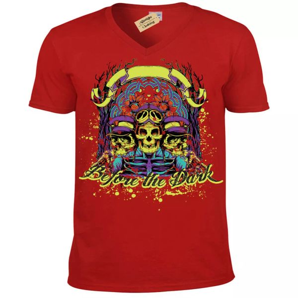 

muerte squad camiseta before the dark calavera hombre cuello en v, White;black