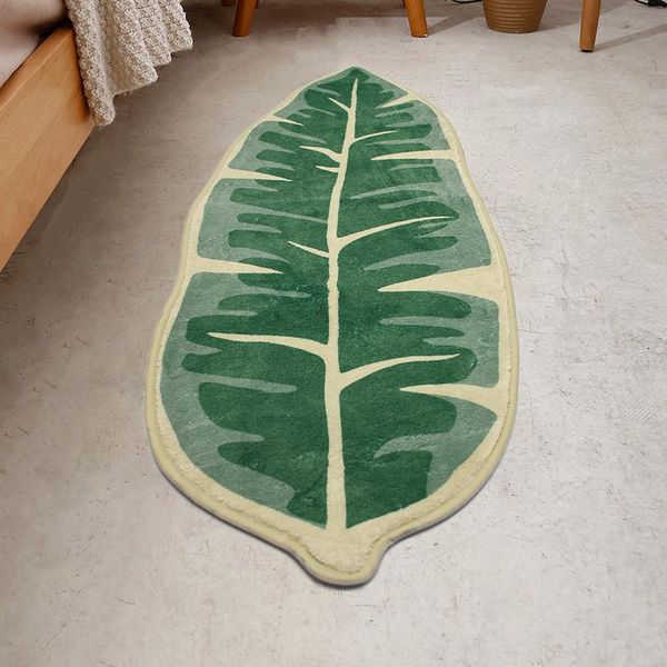 

carpets leaf shape imitation cashmere floor mats home bathroom entrance bedside absorbent non-slip bath rug