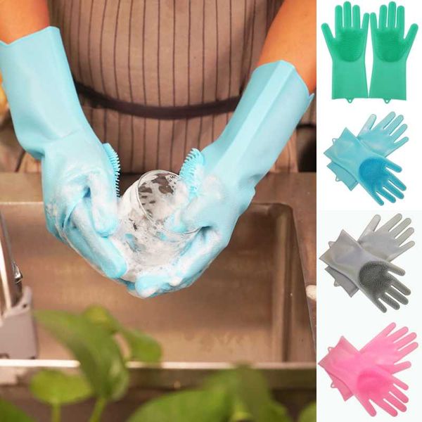 

disposable gloves 1pair dishwashing cleaning magic silicone dish washing glove for household scrubber kitchen clean tool pet bathing fda