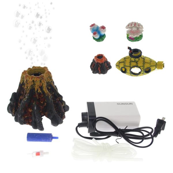 

aquarium decoration landscaping fish tank volcanic pendulum inflatable pump bubble stone aerator set 220v/3w decorations