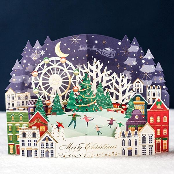 

greeting cards merry christmas winter city card gift -up dec q0kf