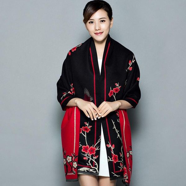 

scarves ethnic style keep warm long scarf jacquard autumn winter blanket sun protection all-match cloak shawl, Blue;gray