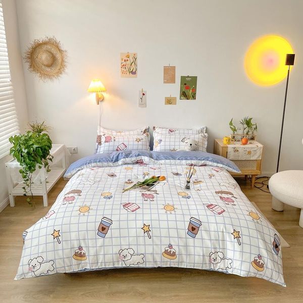 

bedding sets cute cartoon character girl style polyester pillow case bed sheet breathable soft comfortable single double set oceania