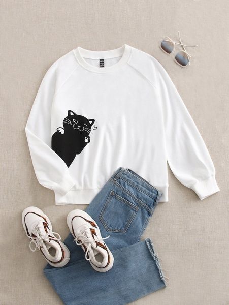 

cartoon graphic sweatshirt x6ih#, White;black