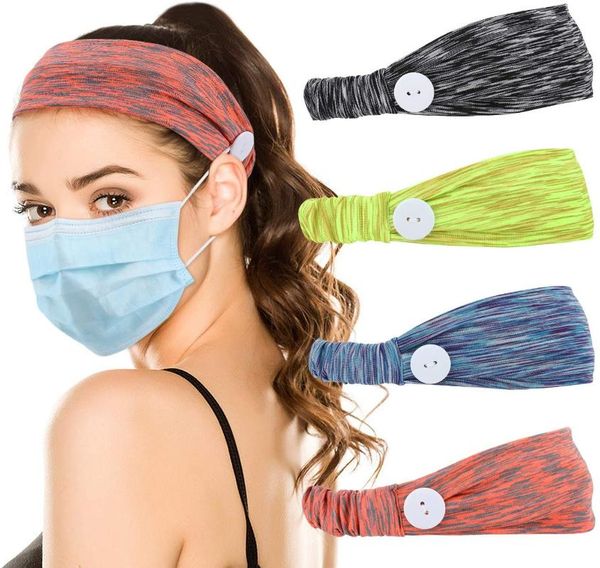 

sweatband 4 pcs absorbing sweat hair bands women with buttons for face mask stretchy hairband running headband workout sports, Yellow;black