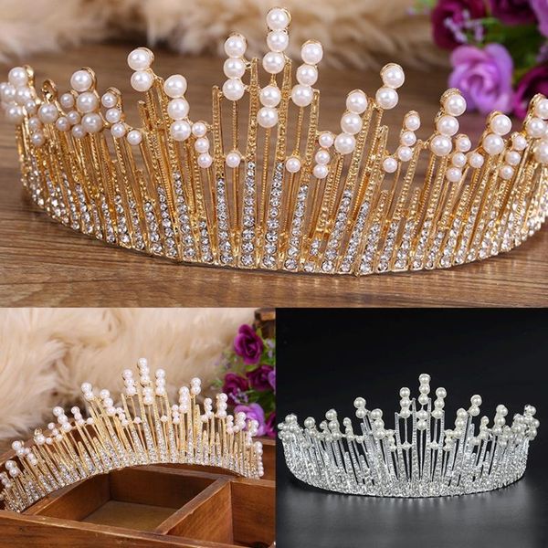 

hair accessories vintage princess wedding crown tiara bridal prom party pearl rhinestone hairband