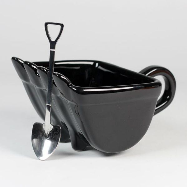 

mugs funny water cup originality excavator bucket modeling coffee mug ceramics milk juice tea stainless steel shovel spoon