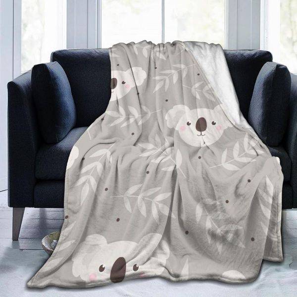 

blankets soft warm flannel blanket cute koala and leaves travel portable winter throw thin bed sofa