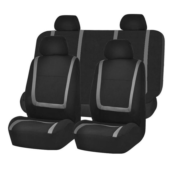 

car seat covers auto kegan 4/9 pcs full set front and back protect covers-fits most cars truck van suv, gray & black