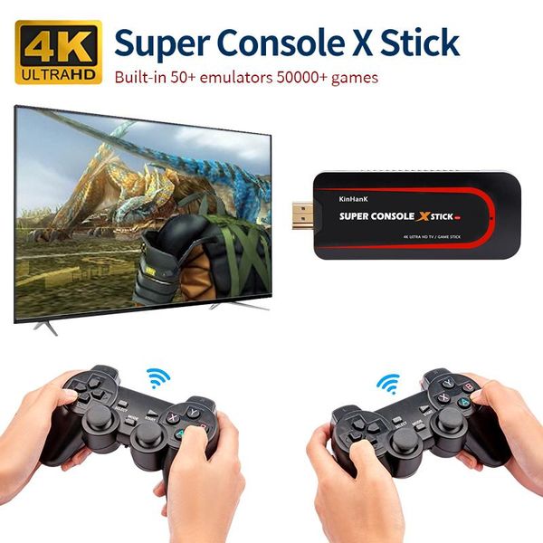 

portable game players super console x stick 4k video player support wifi network full hd tv box media retro with 50000+ games