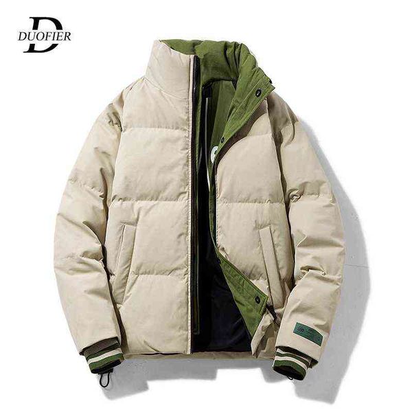 

men's cotton clothing 2021 new winter men white duck down coats street trendy stand collar patchwork mens outwear y1103, Black