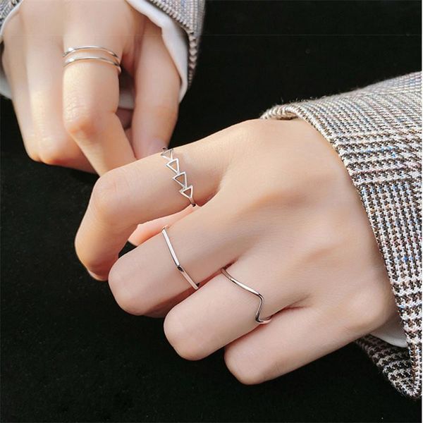 

cluster rings 925 sterling silver geometric finger for women girls handmade wedding party jewelry jz420, Golden;silver