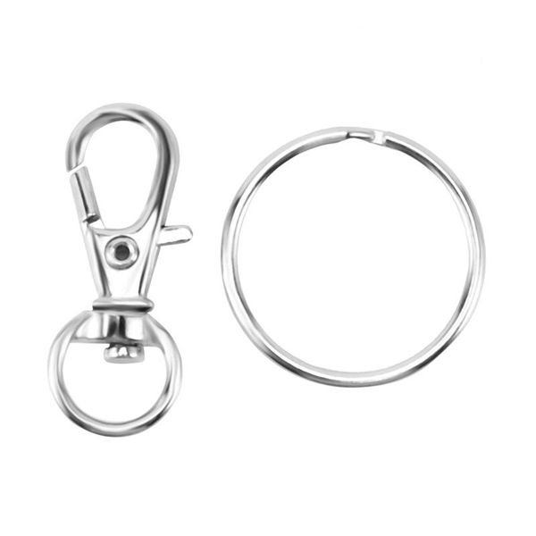 

keychains 120pcs swivel lanyard snap hook, metal lobster clasp with key rings, Silver