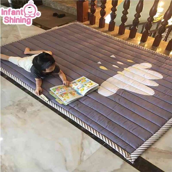 Infantil Brilhante Brilhante Bebê Play Tap Algodão Playmat para Criança 2cm Espessura Não-deslizamento Rug 140 * 200cm Crianças Jogo Tapete Máquina Lavável 210402