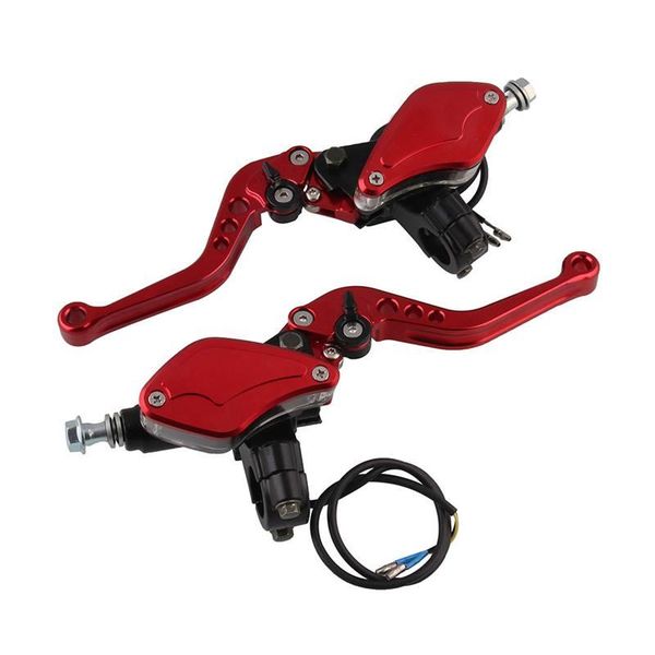 

motorcycle mirrors pair universal hydraulic brake clutch master cylinder reservoir lever(red)