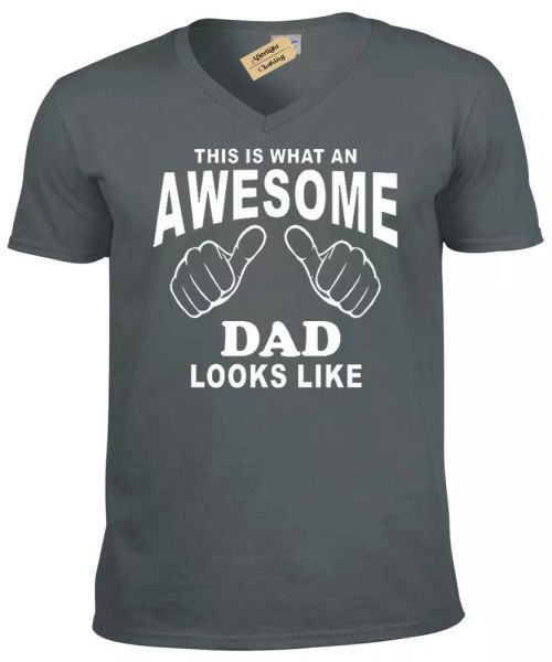

amazing gift mens t-shirt dad father's day v neck birthday, White;black