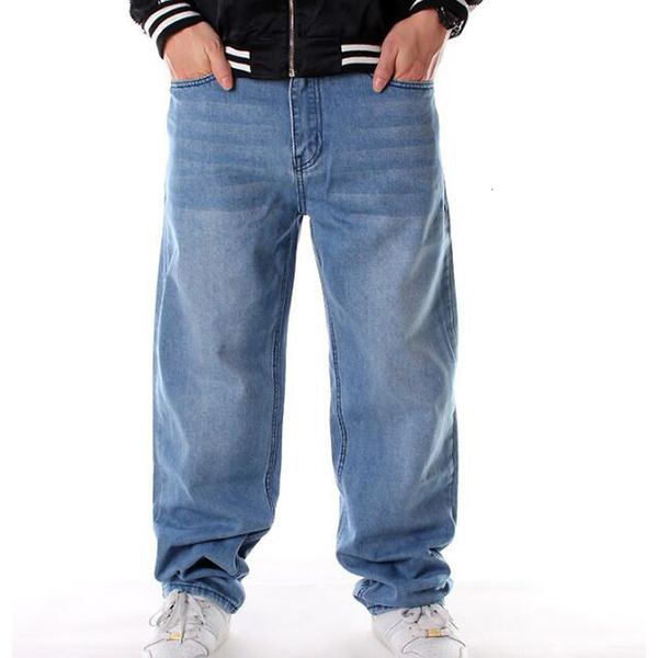 

men's jeans jeans, skating loose, hip-hop, advertising, large rap style jeans, Blue