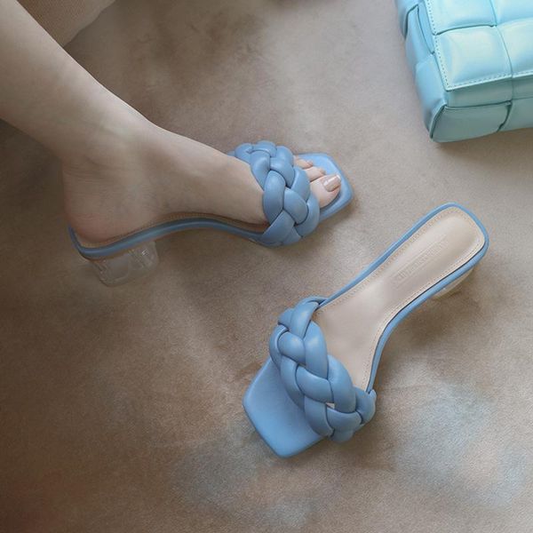 

summer flat with twist fashion women slippers comfort outside slides black blue casual shoes large size