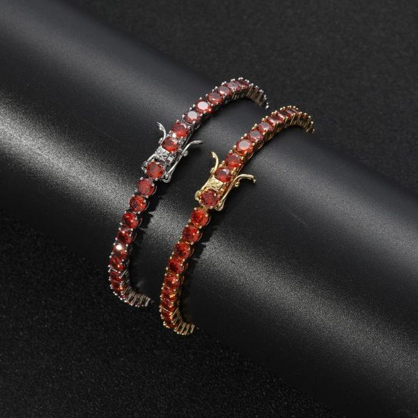 

link, chain 4mm brass tennis bracelet hip hop jewelry men cz iced out bb205, Black