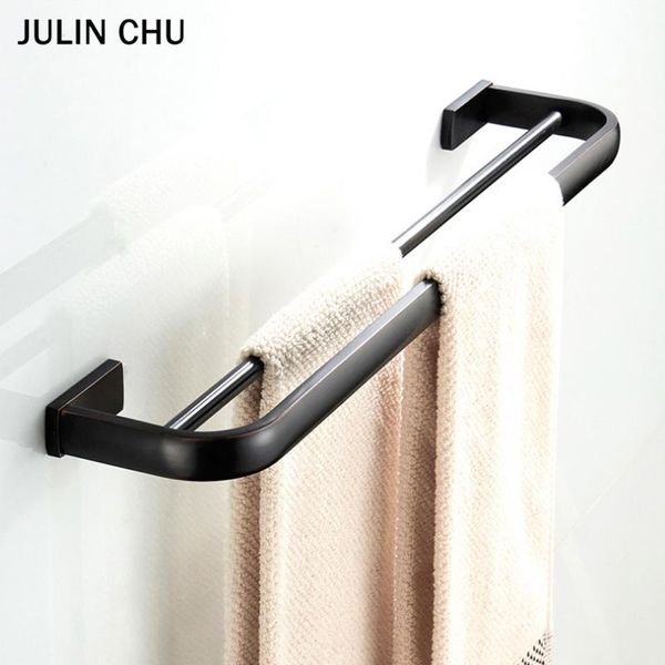 

black bathroom double towel bar antique brass wall mounted brushed bath towels holder hanger shelf bathtowel rack rail 57 cm racks