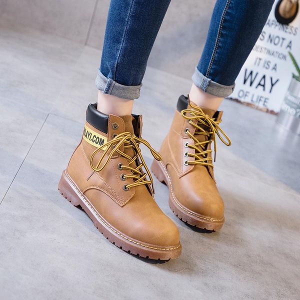 

lace-up ankle boots winter women shoes 2021 chunky sneakers snow woman botas mujer, Black
