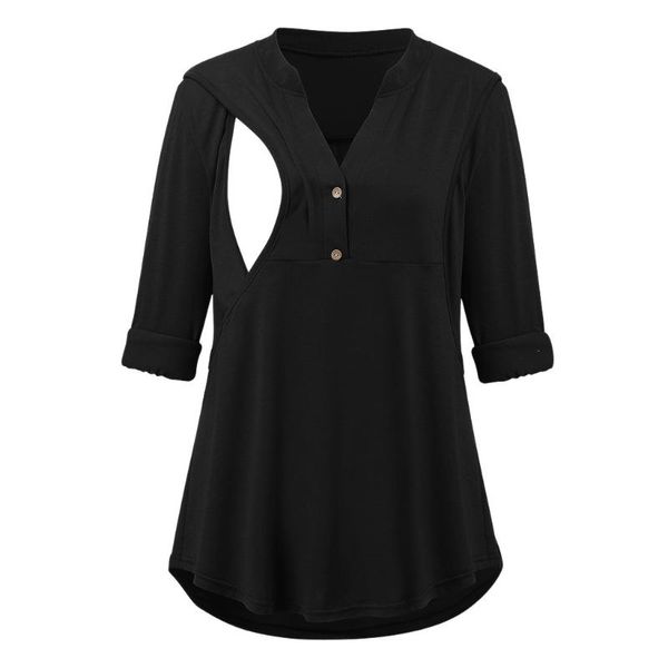 

maternity & tees women blouse long sleeve solid color nursing for breastfeeding and blouses, White