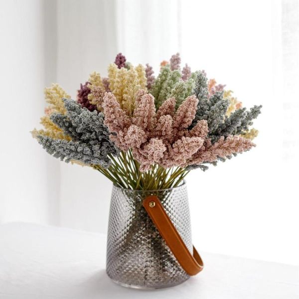 

6pcs/pack mini artificial colorful wheat grain flower home decoration wedding fake silk bouquet ceremony decorative flowers & wreaths