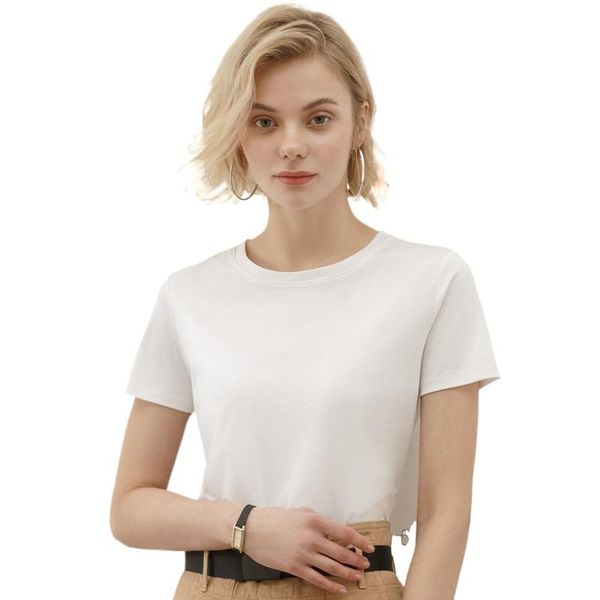 

women's t-shirt europe the united states spring and summer short-sleeved women silk cotton slim type t dress, White