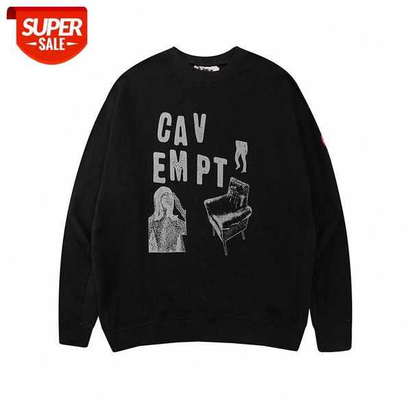 

japanese brand harajuku style portrait chair print casual round neck sweater #ls7n, Black