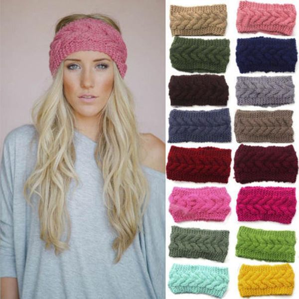 

hair clips & barrettes 1pc fashion crochet solid headband hairband winter women ear warmer headwrap for girls 18colors, Golden;silver