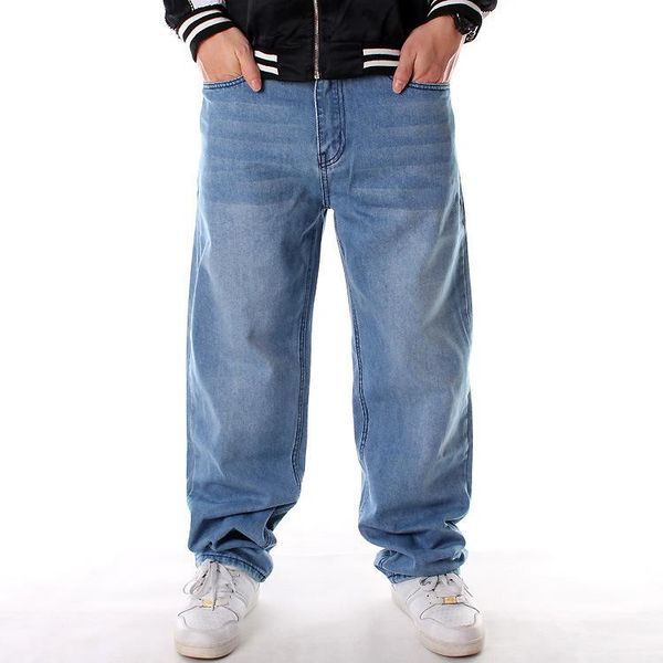 

fashion men's oversized jeans casual stretch denim, Blue