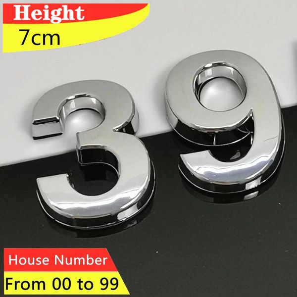 

2pcs/pack 7cm silver house number stickers 00-99 door plaque drawer sign plating gate digits plastic tag other hardware