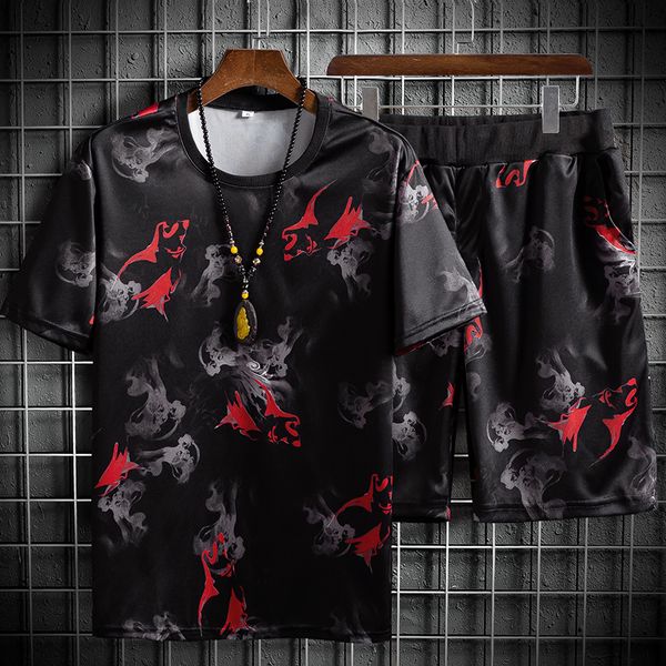 

tracksuit for men summer shorts sets short sleeve t-shirt and shorts sets casual clothing mens sports wear gym men sweat suits, Gray
