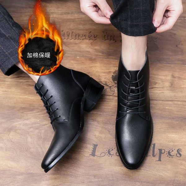 

psh martin boots men's british high shoes pointed short casual fashion, Black