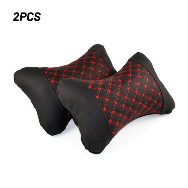 

seat cushions neck pillow pu leather cushion red suv black mat universal vividly 2pcs