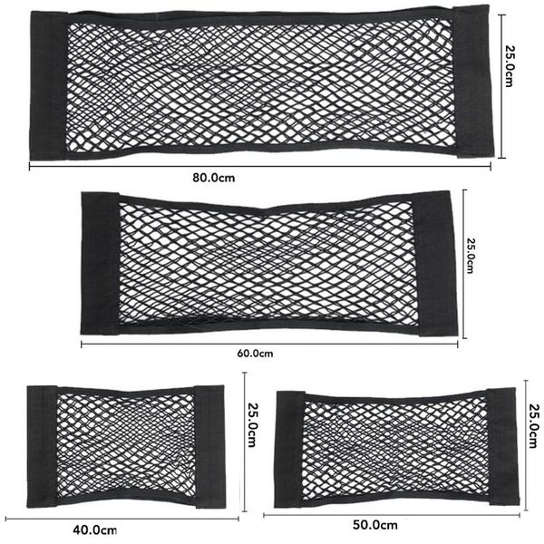 

car organizer 40/80*25cm back rear trunk seat elastic string net magic sticker mesh storage bag pocket cage auto