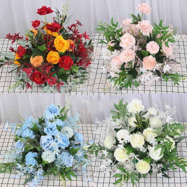 

40cm wedding table centerpieces artificial flower ball rose pompom greenery party event stage road lead props bouquet decorative flowers & w