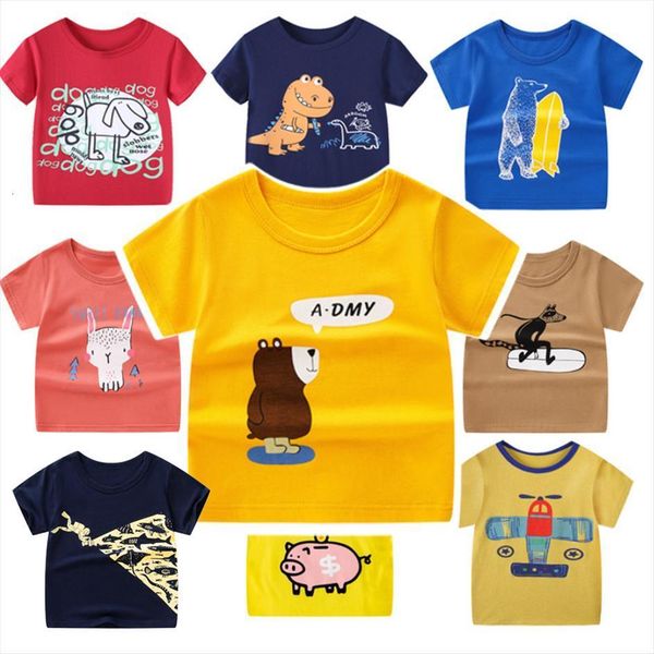 

summer boys girls cartoon printed t shirt short sleeve clothes baby fashion animal tshirts for 4 6 8 10 12, Blue