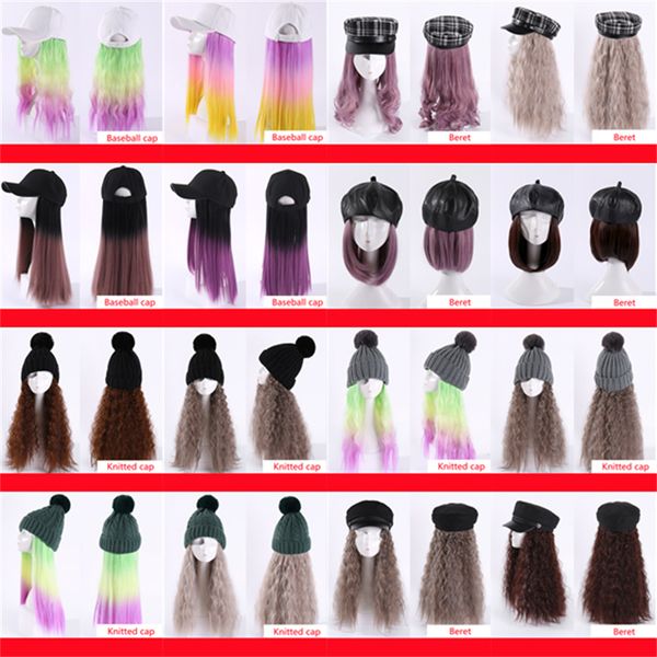 

wig net red hair wigs fisherman hat natural roll big wave set head, Blue;gray