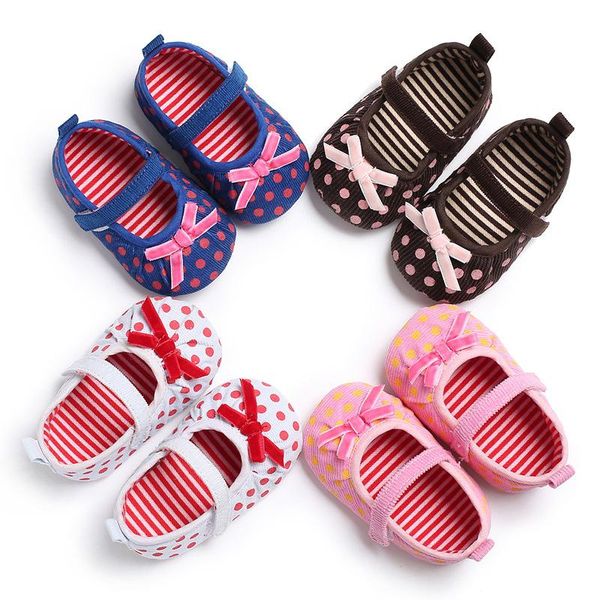

first walkers spring and autumn 0-1 baby polka dot bow soft bottom toddler shoes