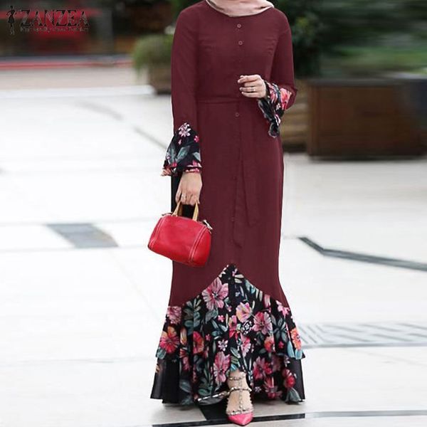 

women's blouses & shirts zanzea women vintage patchwork dubai abaya turkey hijab dress autumn sundress solid muslim islamic clothi, White