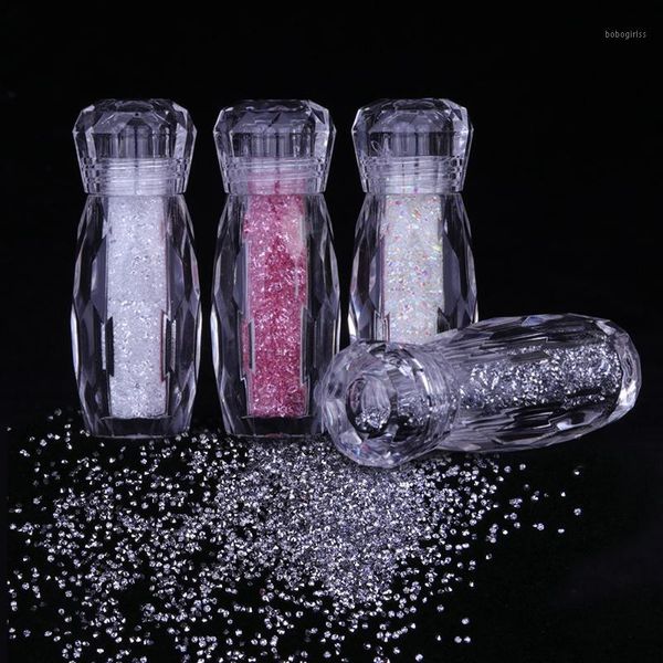 

glitter nail art rhinestone mini diamond pink white ab decoration holographic flakes diy jewelry sa6671, Silver;gold