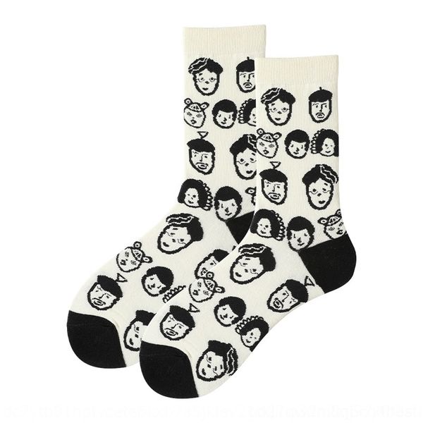 

viu wo fashion in funny cartoon personality creativity funny men's and women's middle tube medium socks medium socks korean hosier, Black;white