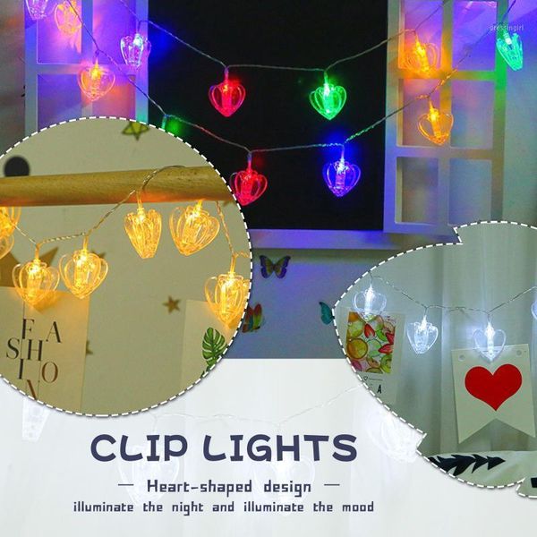 

christmas decorations string lights with 10 heart-shaped clip led for bedroom decorations,gifts 13/17 year old girl, battery powered